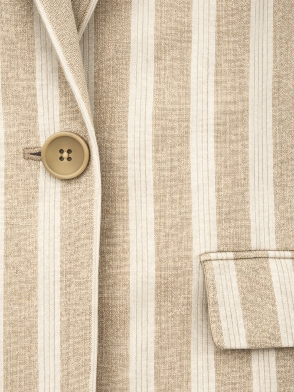 Free People Fern Striped Blazer Neutral Linen Look Ruched Sleeve S - Picture 4 of 11